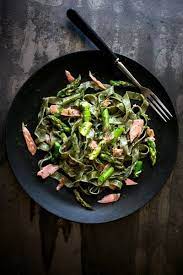 Fettuccine With Asparagus And Smoked Salmon Recipe Recipe Salmon Recipes Smoked Salmon Recipe Healthy Entrees