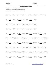 It has 6 protons and 8 neutrons e. Answer Key Part 2 Balancing Reactions Pdf Name Date Balancing Equations Balance The Following Chemical Equations 1 1 Ch4 2 O2 1 Co2 2 2 Na 2 Cl 1 Nacl Course Hero