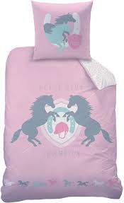Pferde Bettwasche Set In Biber Madchenbettwasche Kinderbettwasche Best Friends Pferd Punkte In Rosa Bettwasche Kinder Madchen Bett Winterbettwasche
