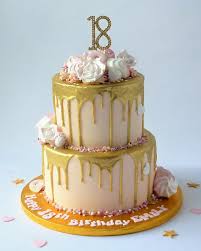 2 Tier Black And Gold 18th Birthday Cake 2 Tier White Chocolate With Gold Drip Scandalous Karen S Cakes Drippy Cakes Tiered Cakes Birthday 18th Birthday Cake For Girls