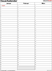 Das pdf ist im din a4 format, die grafiken haben eine hohe auflösung (300 dpi). Dauerkalender Immerwahrender Kalender Fur Pdf Zum Ausdrucken