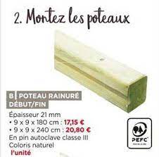 Piquet poteau poteau rond en bois palissade poteau de fixation. Offre Poteau Rainure D Angle Chez Bricomarche