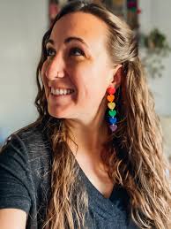 Rainbow Pride Heart Earrings: Lightweight Clay Dangle Jewelry