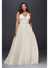 Home fashion blog by jen anderson plus size beach wedding guest outfits. Plunging Lace Halter Plus Size Wedding Dress David S Bridal