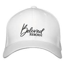 Beloved Reborn White Script Hat Zazzle Com Embroidered Baseball Caps Classy Gift Cap