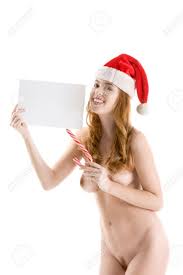 Sensual Sexy Nude Caucasian Woman Santa Claus In Christmas Hat With Blank  Paper Copyspace Stock Photo, Picture and Royalty Free Image. Image 35445229.