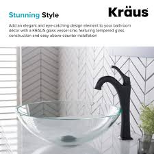 Types of bathroom basins (sinks). Kraus 16 1 2 Inch Crystal Clear Round Glass Vessel Bathroom Sink Overstock 6473277