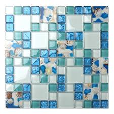 It uses unique glass vessel sinks giving it a. Tst Mosaic Tiles Glass Conch Tiles Beach Style Sea Blue Glass Tile Glass Mosaics Wall Art Kitchen Backsplash Bathroom Design Tstgt370 1 Sample 12x12 Inches Buy Online In Guam At Guam Desertcart Com Productid