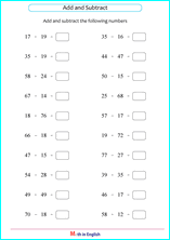 Addition and subtraction grade 3. Grade 1 Mixed Addition Subtraction Up To 100 Math School Worksheets For Primary And Elementary Math Education