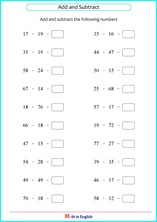 Free 3rd grade addition worksheets including addition of 1 2 3 and 4 digit numbers adding whole tens whole hundreds and whole thousands. Grade 1 Mixed Addition Subtraction Up To 100 Math School Worksheets For Primary And Elementary Math Education