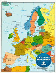 Exceptionally nice high quality map images of the political world from the cia world factbook 2008. Digital Political Colorful Map Of Europe Printable Download Mapping Countries Of Europe Lively Political Map European Map European Map Europe Map Europe Map Printable