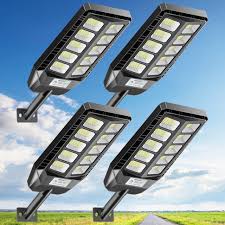 Solar Lights Outdoor Waterproof 6500K Dusk to Dawn Motion Sensor Remote 4 Pack