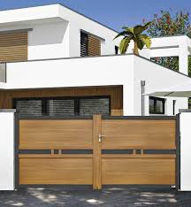 Portail Organdi Alu Aspect Bois Cofreco Maison Independante Portes De Garage Moderne Cloture Maison