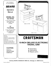 1950 s craftsman 3 4 horse electric motor rough wiring diagram. Craftsman 113197410 User Manual Radial Arm Saw Manuals And Guides L0802705