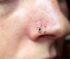 Double Loop Black Gold Nose Ring For Single Pierced Nose Etsy In 2021 Gold Nose Rings Nose Ring Nose Piercing