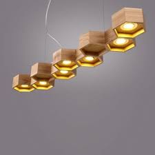 Long Seven Lights Honeycomb Shaped Designer Island Light For Restaurant Island Design Honeycomb Shape Island Lighting