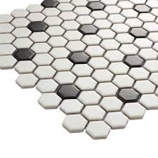 Πάτα εδώ να δεις τα προϊόντα μας εδώ! 1 Plaque Mosaique Sol Et Mur Hexagon Noir Blanc 30 X 26 Cm Artens Leroy Merlin
