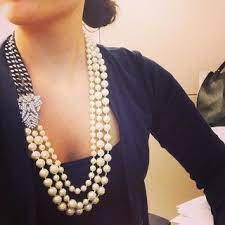 Vintage Inspired Steel Chain Pearl Necklace Daisy Pearl Necklace Stella Dot Stella And Dot Stella And Dot Jewelry Pearl Statement Necklace