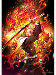 kyojuro rengoku demon slayer kimetsu no yaiba the flame kyojuro rengoku pillar poster by kawaiigaming anime demon demon slayer