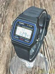 The black resin band looks good with most daytime wear, and the digital accessories are useful and. Casio F 91w Gold Picclick De
