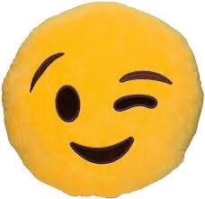 A yellow face smiling with open hands, as if giving a hug. Bol Com Emoji Kussen Knuffel Knipoog 30 30 Cm