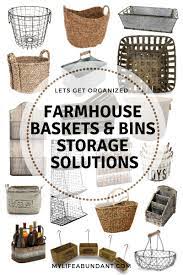 This farmhouse style storage option is perfect for small bathrooms to hold essentials or in the kitchen to hold lunch box essentials. Farmhouse Baskets Bins Storage Solutions My Life Abundant