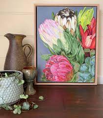 A Plethora Of Proteas Available For Purchase At My Website Link At Bio And At Bluethumbart Search Alicia Cornwe Australian Art Painting Australian Artists