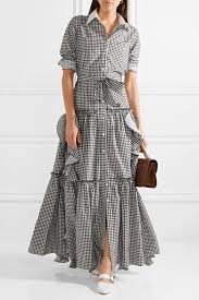 Black And White Gingham Maxi Dress Sara Battaglia Ruffled Gingham Cotton Poplin Maxi Dress Black Belye Platya Maksi Platya