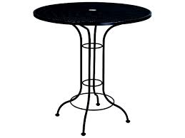 The flash furniture 24 in. Woodard Aurora Wrought Iron 42 Wide Round Mesh Top Bar Height Table With Umbrella Hole Wr190057