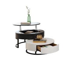 Modern Round Coffee Table With Storage Lift Top Wood Coffee Table With Rotatable Drawers In White Natural White Black Marble White In 2020 Round Coffee Table Modern Coffee Table With Storage Coffee Table Wood