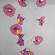 Led Garland Of Origami Morning Glory Flowers From 10 To 30 Leds Led Garland Origami Garland Origami Lights