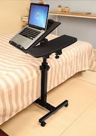 Angle Height Adjustable Rolling Laptop Desk Cart Over Bed Hospital Table Stand Affilink Desk Desksetup Hospital Table Desk Black Side Table