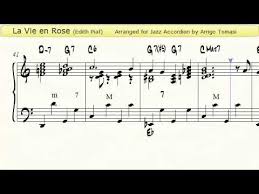 Tranposable music notes for piano/vocal/guitar sheet music by edith piaf mack david: La Vie En Rose Jazz Accordion Sheet Music Youtube