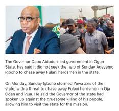 Igboho had gone to ogun state and some other places where herdsmen's menace reigns to warn the killers to stay away from yoruba land. Blue News Blog We Didn T Seek Your Help Ogun State Facebook