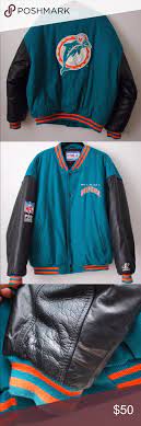 Vintage Miami Dolphins Jacket Nfl Proline Leather Jackets Leather Dapper Men