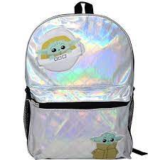 Star Wars The Child Baby Yoda Shiny Quilted 16 Backpack With Patches Walmart Com