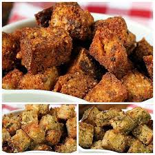 Whole Grain Croutons Garlic Parmesan Fiesta And Pesto Recipe Croutons Recipes Savory Snacks