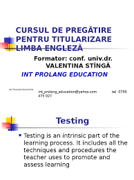 Sa te conformezi cerintelor programei in vigoare. Prezentare Cursuri Titularizare Part Ii Multiple Choice Test Assessment