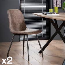 La salle à manger contemporaine yannick se compose de trois éléments : Chaise Salle A Manger Marron Fonce Pietement Rond Lot De 2 Java Chaises Pier Import
