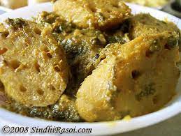 Bhee Paalak Lotus Stem In Spinach Curry Recipe Recipes Spinach Curry Indian Food Recipes