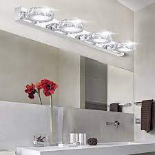 2:24 light brushed nickel bathroom vanity light. Aliexpress Com Buy Modern K9 Crystal Led Bathroom Make Up Mirror Light Cool White Wall Sconces Lamp 90 260v Stainless Steel Cabinet Vanity Lighting From Relia