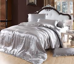 Elegant Bedding Solid Color Silk Smooth Bedding Set Silver Comforter Set Purple Duvet Silver Bedding Luxury Bedding Silver Duvet Cover
