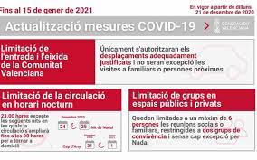 La movilidad vuelve a reducirse con los cierres perimetrales y el uso de mascarilla se extiende para los días festivos. El Lunes Entran En Vigor Las Nuevas Medidas Covid Aprobadas Por El Consell Ayuntamiento De L Alfas Del Pi Sede Electronica
