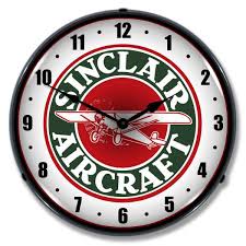 Sinclair Aircraft Led Light Up Aviation Garage Clock At Retro Planet