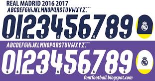 Font vector real madrid la liga 2018 2019 shirt buy this vector (.ai) only usd 2.5 $ available on.ttf format only 5 $ usd contact email : Font Football Font Vector Real Madrid 2016 2017 Kit