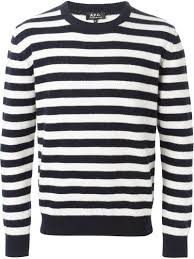 A P C Striped Sweater In Blue For Men Lyst