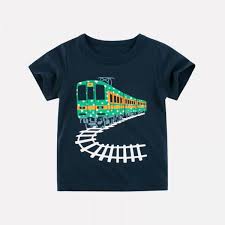 Dark Blue Train Short Sleeve Casual T Shirt Childrens Clothes Boys Baby Boy T Shirt Casual T Shirts
