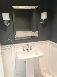 Kohler archer 24 pedestal bathroom sink with 1 hole drilled and overflow model: Finished Product Herringbone Marble Tile Kohler Archer Pedestal Toilet Philip Jefferies Grasscloth Grohe Pedestal Sink Kohler Archer Powder Room Remodel