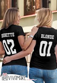 Best friend quote tee god made us best friends cute matching bff shirts. Brunette Blonde Matching Shirts Best Friends Cute Bff Shirts For 2 Gift Ideas For Christmas Best Friend T Shirts Best Friends T Shirts Bff Shirts