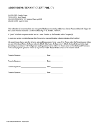 This agreement is legally binding and is an addendum to the rental lease between both parties. Tenant Guest Policy Ezlandlordforms
